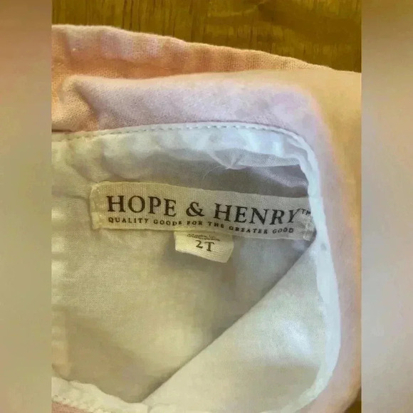 Hope & Henry White Pink Seersucker Dress Peter Pan Collar, size 2T - Picture 2 of 5